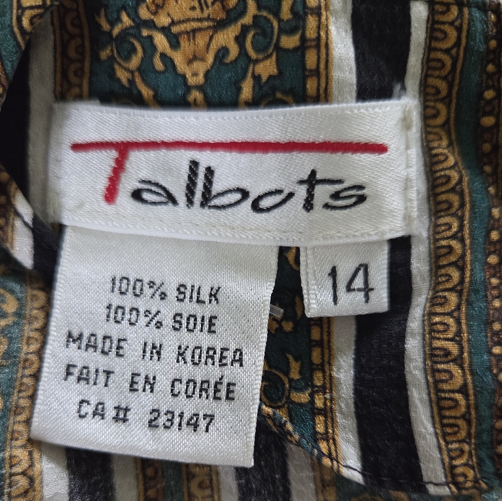 Vintage!!! Talbots ✨️ Silk Long Sleeve Women's Blouse Size 14 - Picture 10 of 12